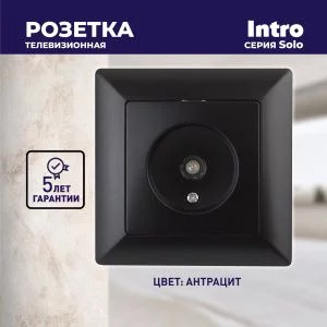 Розетка Intro Solo 4-301-05 TV одиночная, СУ, антрацит