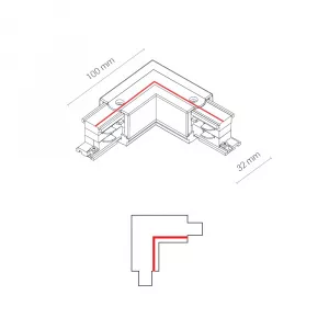 Коннектор для трехфазной трековой системы L-образный правый Nowodvorski Ctls Power Black 8228