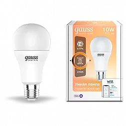 Лампа Gauss Smart Home A60 10W 1055lm 2700К E27 диммируемая LED 1/10/40