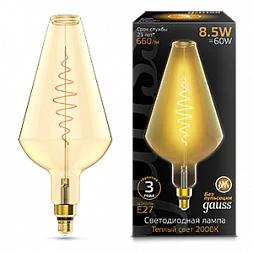 Лампа Gauss Filament Vase 8.5W 660lm 2000К Е27 golden flexible LED 1/2