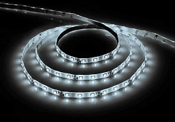 Лента светодиодная, 60SMD(3528)/м 4.8Вт/м 12V 5м белый на белом c драйвером, LS604