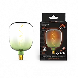 Лампа Gauss Filament V140 5W 200lm 1800К Е27 green-clear flexible LED 1/6